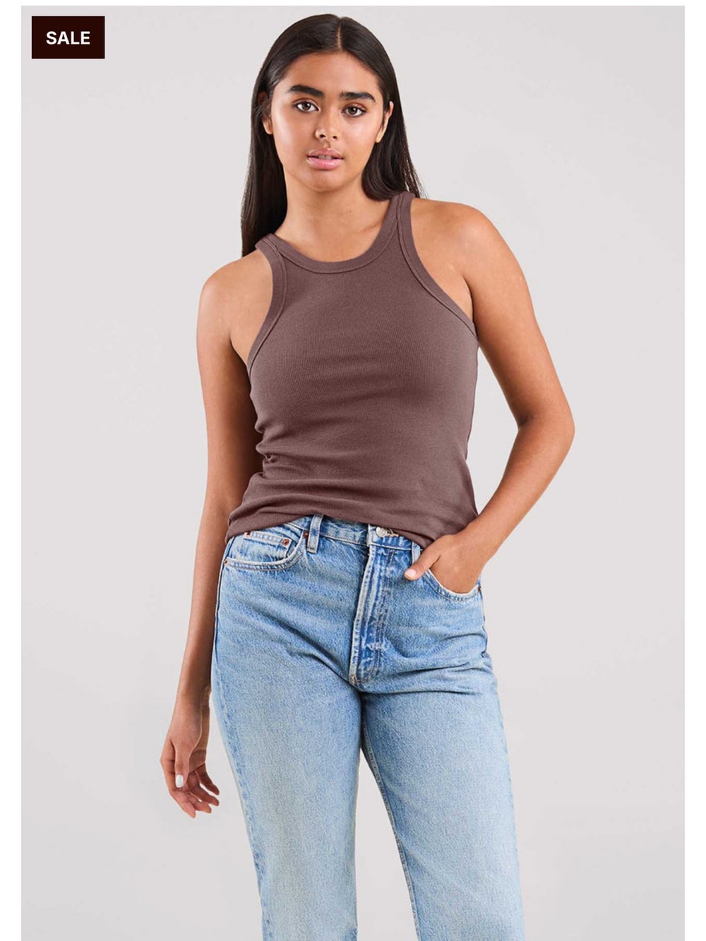 nuuds Essential Ribbed Tank Top - Coffee Small
